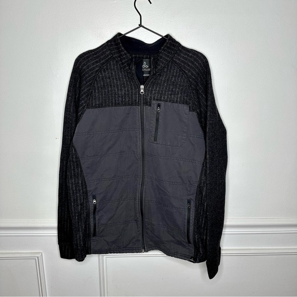 prAna Appian Recycled Wool Blend Full Zip Sweater Jacket Mens Size Large